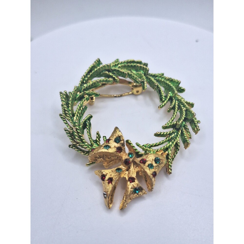 2 Christmas Wreath Brooches - Picture 4 of 12